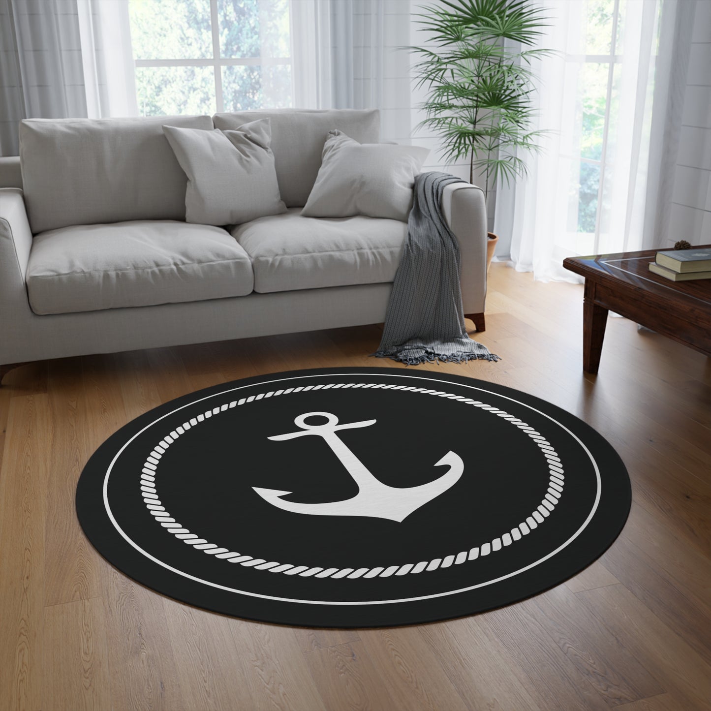 Aesthetic Nautical Design Round Rug